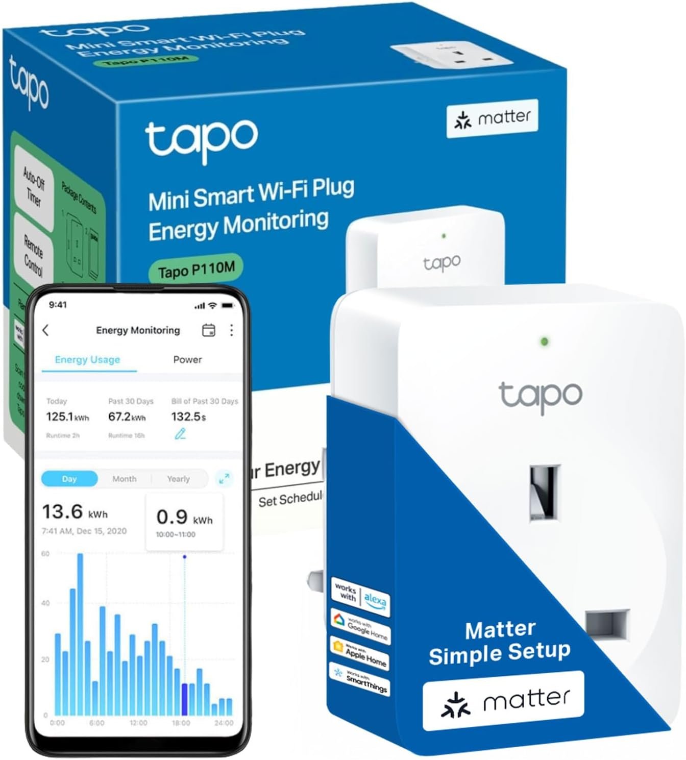 Tapo P110M Smart Plug, WiFi Plug, Energy Monitoring